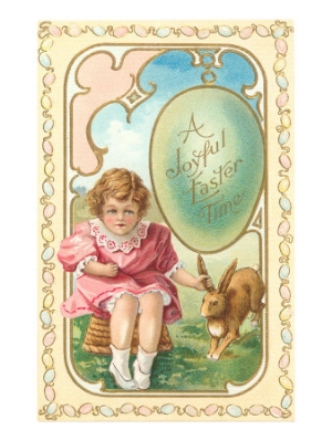 joyful easter time girl holding rabbits ear