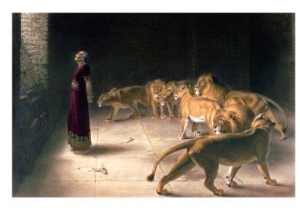 Daniel in the Lions Den, Mezzotint by J. B. Pratt, with Hand Colouring