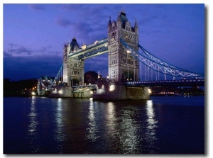 Tower Bridge and River Thames at Night, London, England