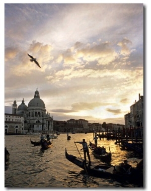 Grand Canal, Santa Maria della Salute Church, Gondolas, Venice, Italy