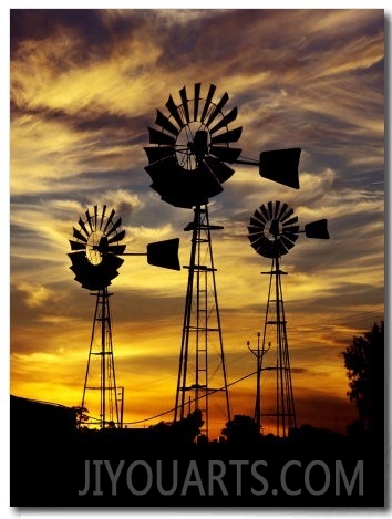 Windmills at Sunset in Penong, Australia