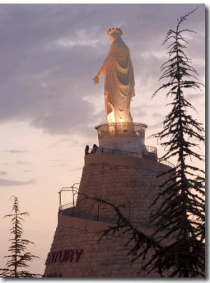 Mountain Top Basilica of Our Lady of Lebanon in the Evening, Jounieh, Near Beirut, Lebanon