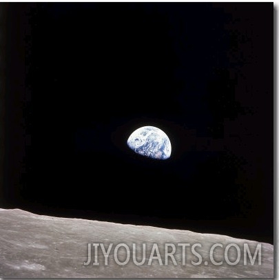 Apollo 8 View of Earth Rise over the Moon