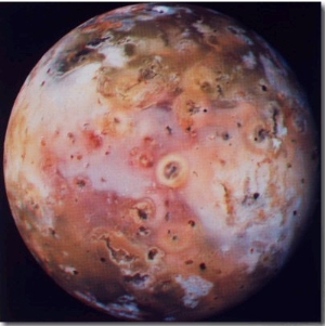 Fiery Moon Io Taken by Voyager 1 Spacecraft from a Distance of About 500,000 Miles