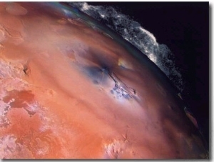 Volcanic Eruptions of Pele on Moon Io Taken by Spacecraft Voyager 2