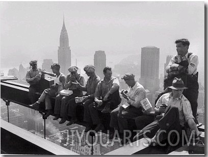 Construction Workers Take a Lunch Break on a Steel Beam Atop the RCA Building at Rockefeller Center