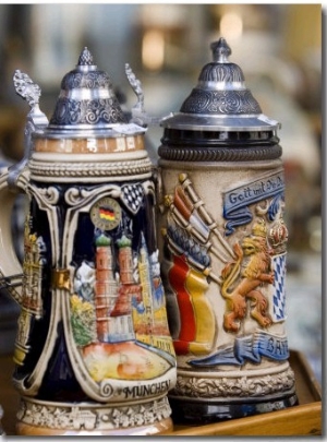 Traditional Beer Mugs, Munich, Bavaria, Germany