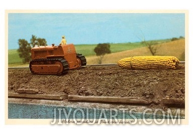 Giant Ear of Corn Towed by Tractor, Iowa