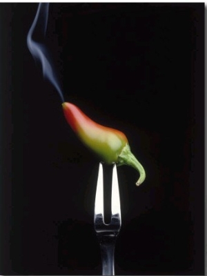 Steaming Chili Pepper on Fork