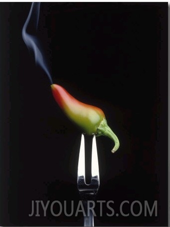 Steaming Chili Pepper on Fork