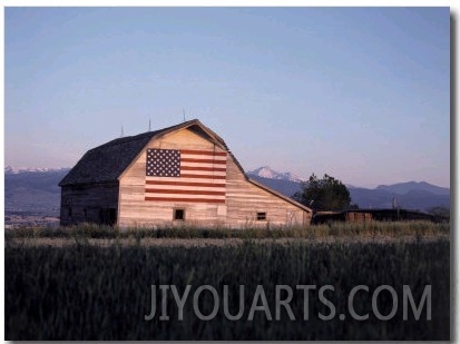 Barn with US Flag, CO