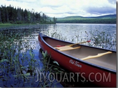 Canoeing on Lake Tarleton, White Mountain National Forest, New Hampshire, USA