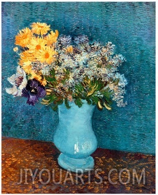 Vase of Lilacs, Daisies and Anemones, c.1887