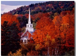 Autumn Colors and First Baptist Church of South Londonderry, Vermont, USA