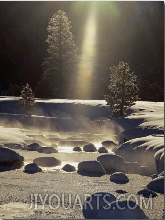 Steam Rises off the Snow Covered River