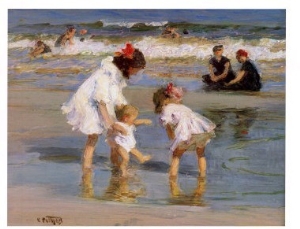 Children Playing at the Seashore