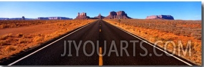 Empty Road, Clouds, Blue Sky, Monument Valley, Utah, USA