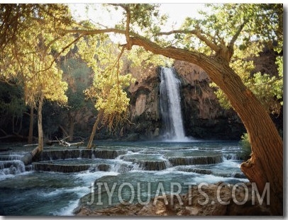 Scenic View of a Waterfall on Havasu Creek