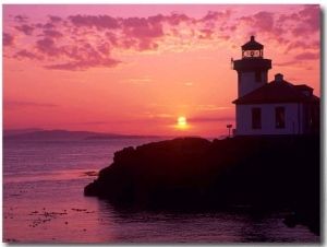 Lime Kiln Lighthouse, Entrance to Haro Strait, San Juan Island, Washington, USA