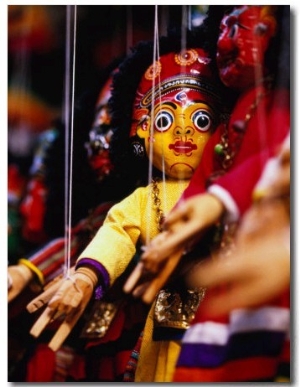 Marionettes of Hindu Deities Hanging Outside Shop, Kathmandu, Nepal