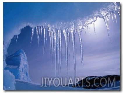 Icicles Hanging from Iceberg Near Browning Peninsula, Wilkes Land, Antarctica