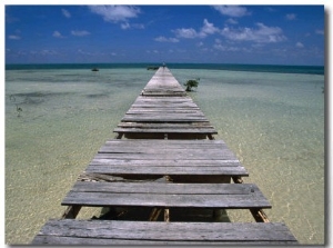 Wooden Pier with Broken Planks, Ambergris Caye, Belize