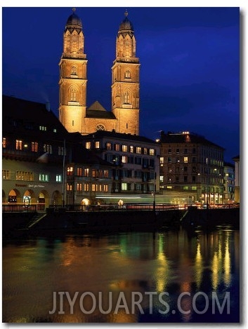 Evening, River Limmat, Zurich, Switzerland