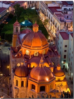 Church of San Diego and Jardin de la Union at Night, Guanajuato, Mexico