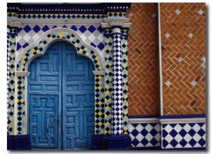 Tiled Facade of the Church of the Virgin of the Assumption in Libres, Puebla, Mexico