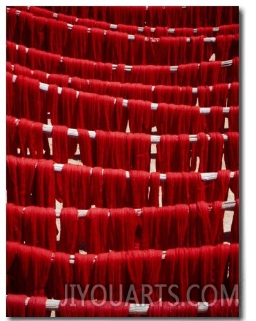 Dyed Wool Drying on Roof of Bazaar, Esfahan, Iran