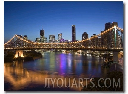 Australia, Queensland, Brisbane, Story Bridge with Riverside Centre Highrises