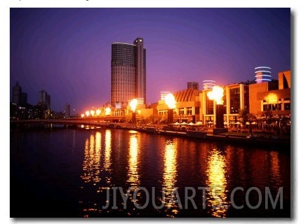 The Yarra River with Fire Displays on Melbourne