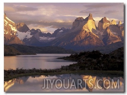 Lake Pehoe and Paine Grande at Sunrise, Torres del Paine National Park, Patagonia, Chile