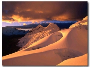 Sunset on the Glacier Above Ishinca Valley, Cordillera Blanca, Ancash, Peru