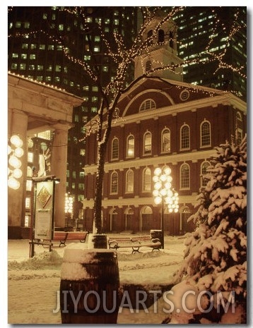 Faneuil Hall at Christmas with Snow, Boston, MA