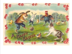 Happy Easter, Creatures Playing Soccer