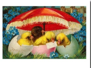 Joyful Easter, Chicks under Umbrella