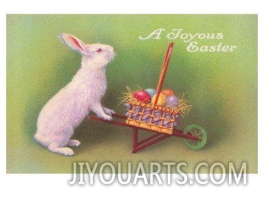 Joyous Easter, Rabbit with Wheelbarrow