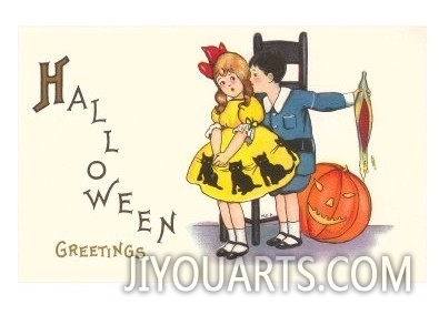 Halloween Greetings, Children with Jack O