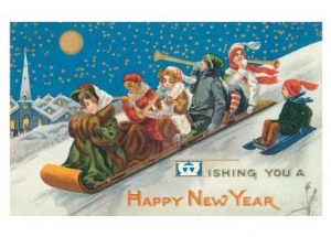 Happy New Year, Revelers on Toboggan