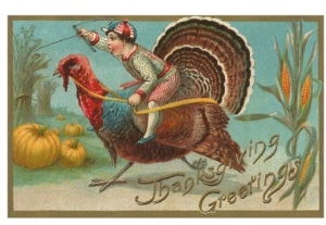 Greetings, Jockey Boy Riding Turkey