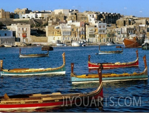 Boats in Valetta Harbour, Malta, Mediterranean