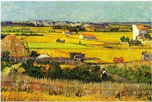 Harvest At La Crau with Montmajour In The Background