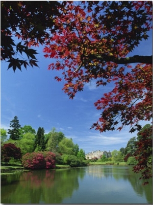 View across Pond to House, Sheffield Park Garden, East Sussex, England, United Kingdom, Europe