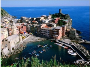 Vernazza and Harbour, Cinque Terre, Liguria, Italy