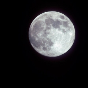 Bright Full Moon in a Black Night Sky