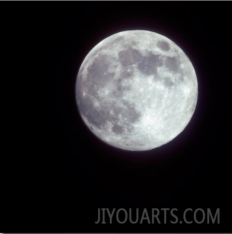 Bright Full Moon in a Black Night Sky