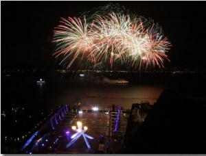 Fireworks Light Up the Night Sky after the Opening Ceremony for the Vancouver 2010 Olympics