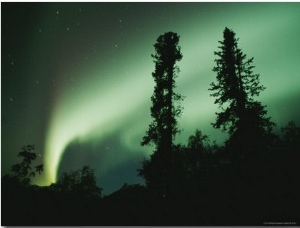 Red Northern Lights, or Aurora Borealis, Illuminate the Night Sky