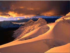 Sunset on the Glacier Above Ishinca Valley, Cordillera Blanca, Ancash, Peru